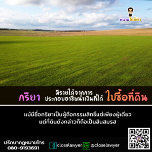 ภริยามีรายได้จากการประกอบอาชีพนำเงินที่ได้ไปซื้อที่ดิน แม้มีชื่อภริยาเป็นผู้ถือกรรมสิทธิ์แต่เพียงผู้เดียว แต่ที่ดินดังกล่าวก็ถือเป็นสินสมรส